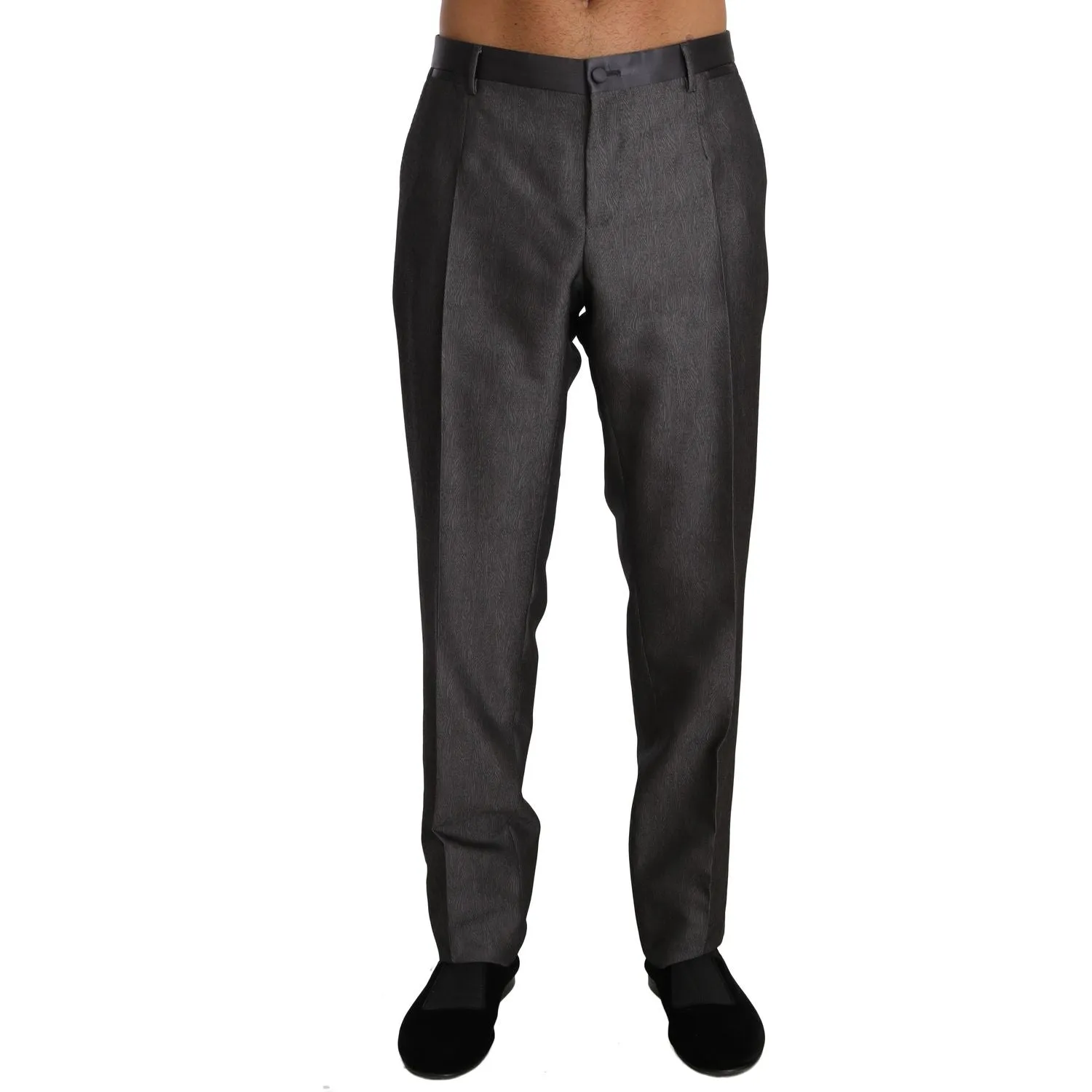 Dolce & Gabbana Elegant Patterned Gray Wool Blend Trousers