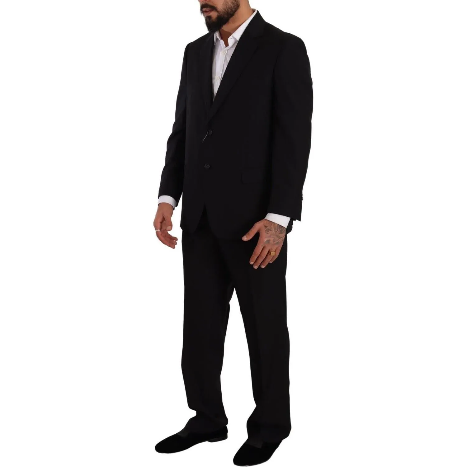 Domenico Tagliente Elegant Two-Piece Black Suit Ensemble