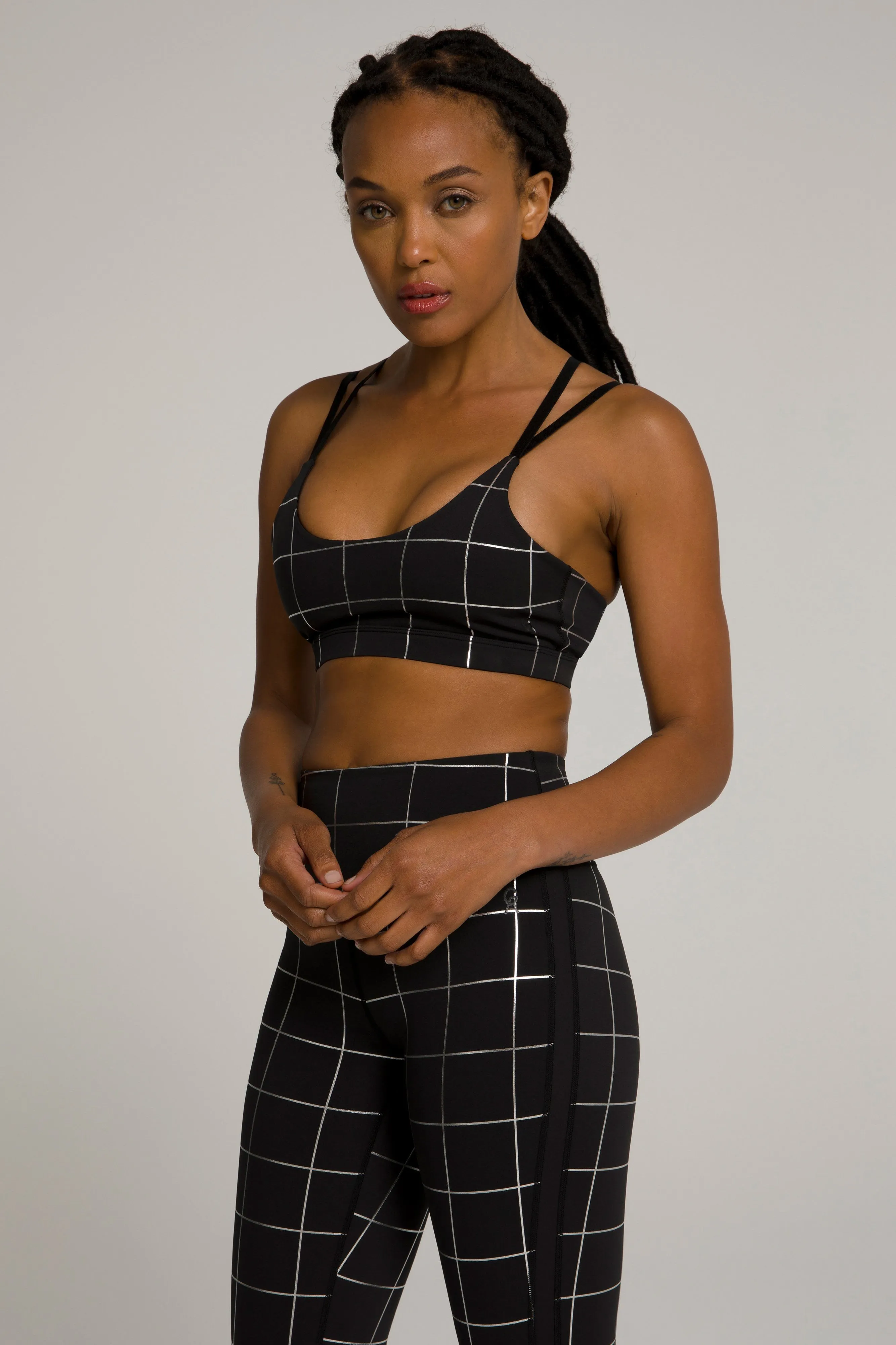 DOUBLE STRAP FOIL BRA | GRAPHIC PLAID002