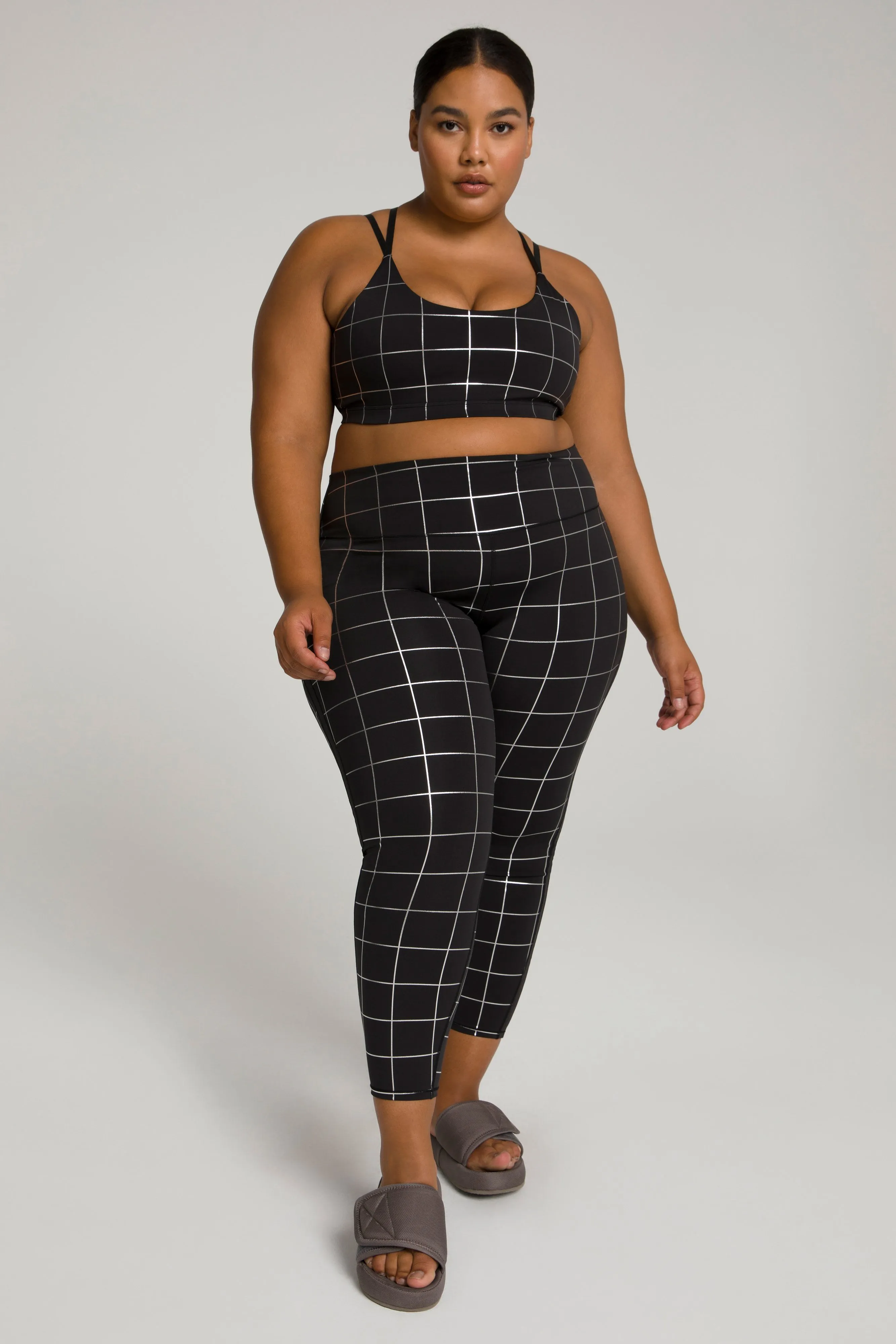 DOUBLE STRAP FOIL BRA | GRAPHIC PLAID002