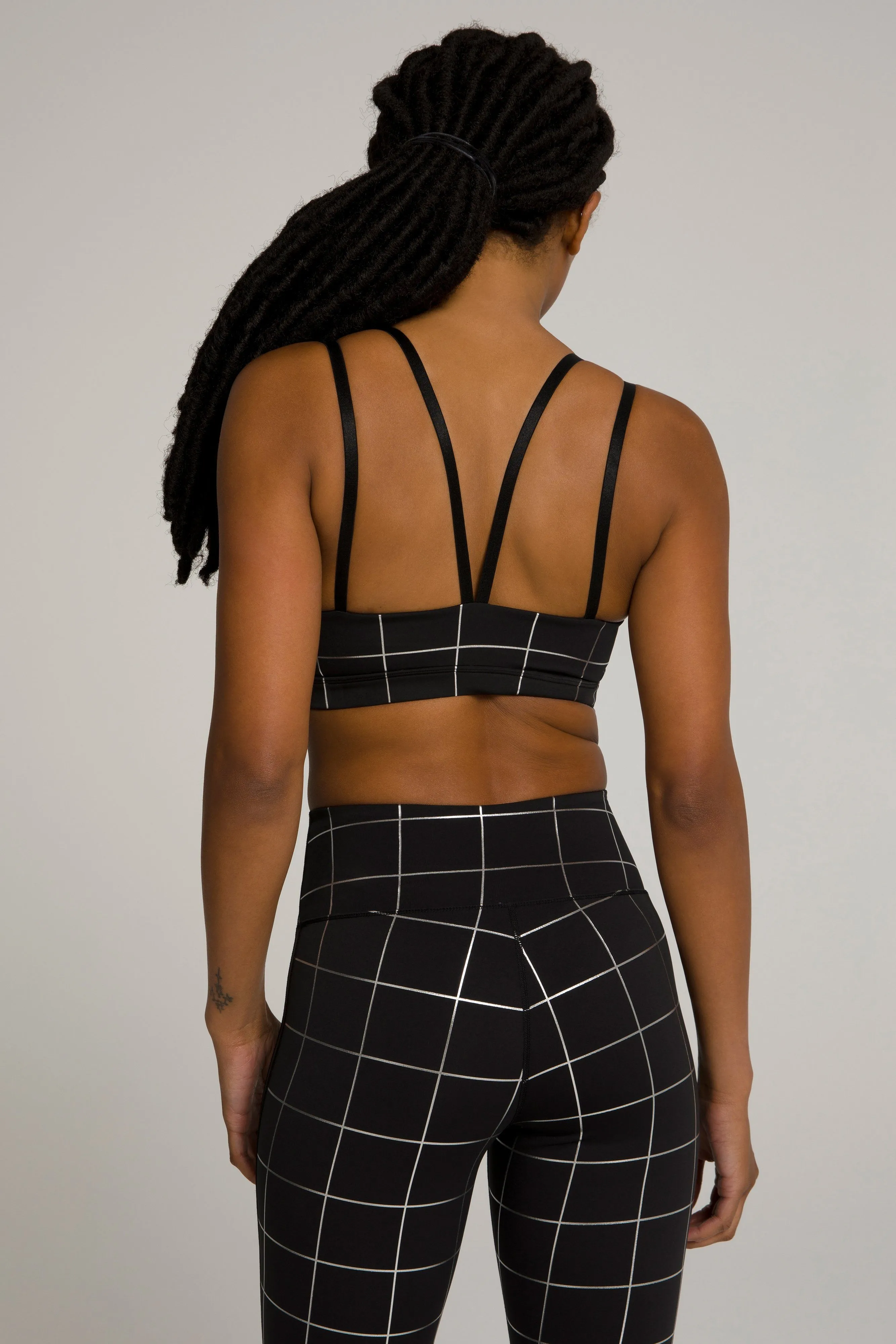 DOUBLE STRAP FOIL BRA | GRAPHIC PLAID002