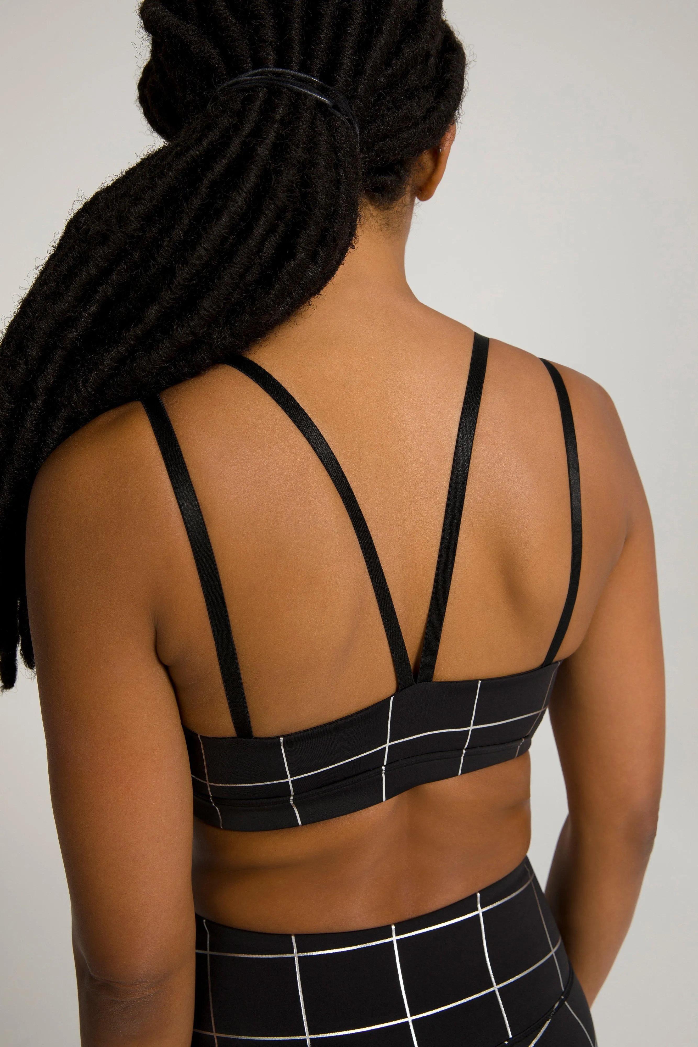 DOUBLE STRAP FOIL BRA | GRAPHIC PLAID002