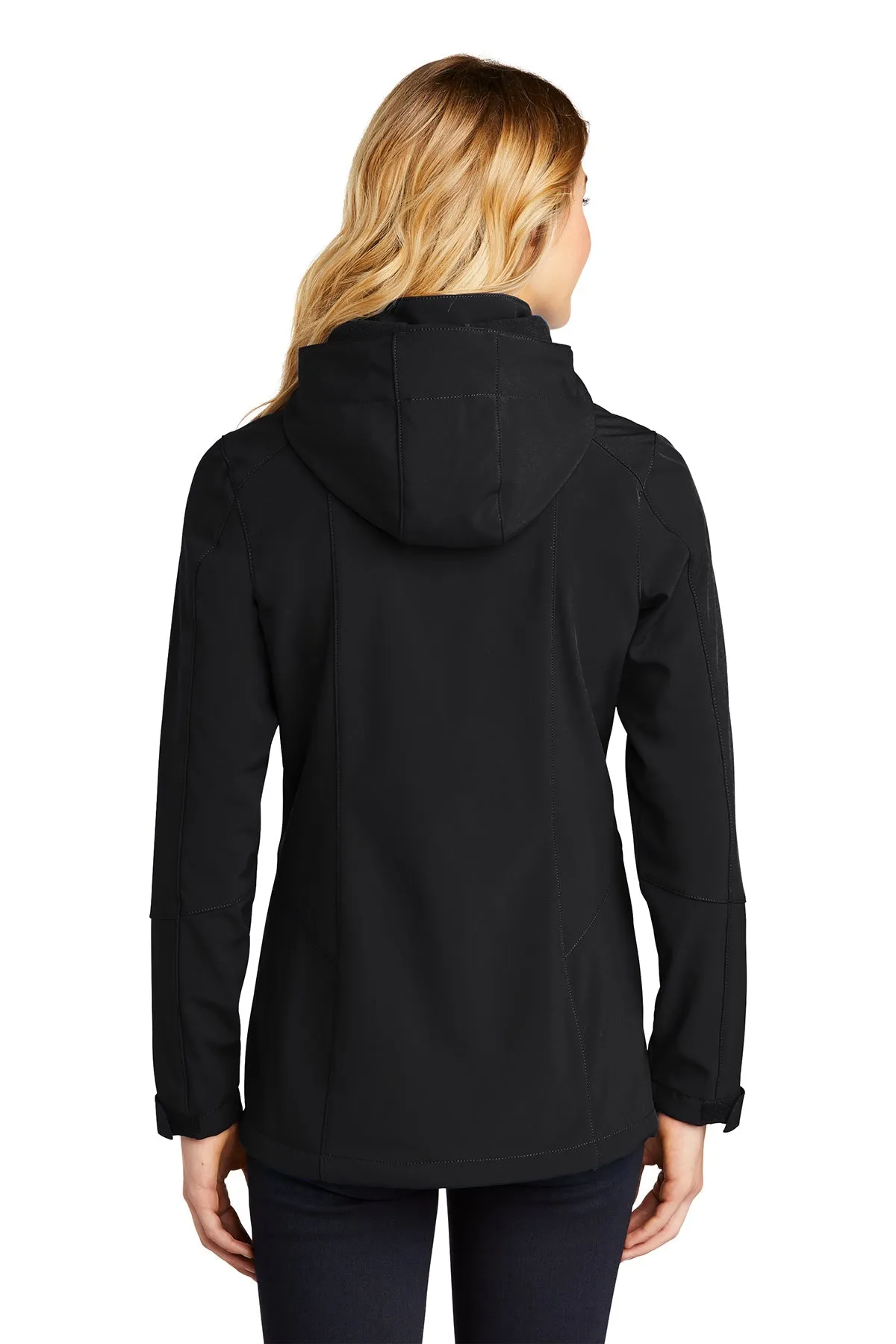 Eddie Bauer Ladies Hooded Soft Shell Custom Parkas, Black