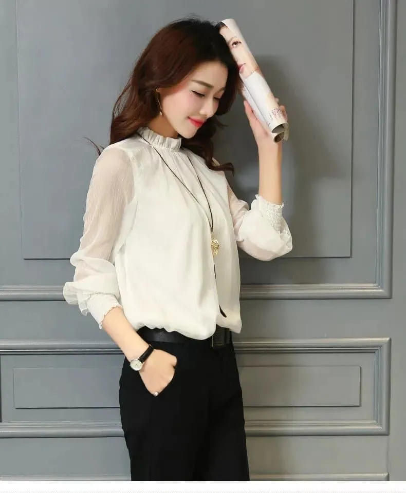 Elegant Sheer Chiffon Blouses - Breathable & Stylish for Spring/Summer