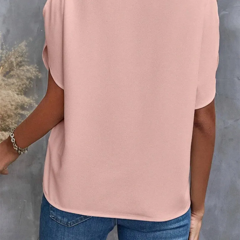 Elegant V-Neck Off Shoulder Pullover Top Women's Shirt Blouse