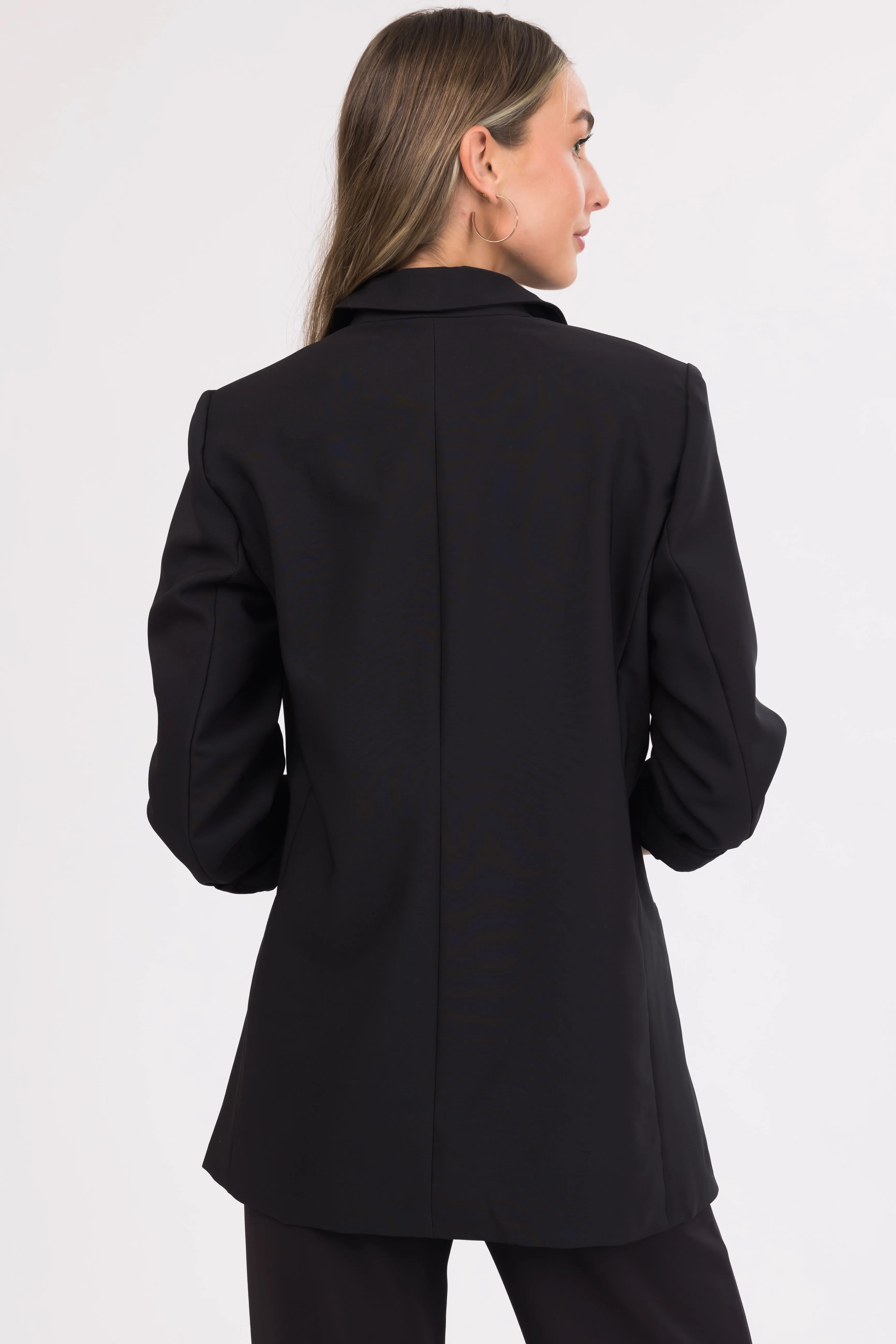 Emily Black Longline Open Blazer