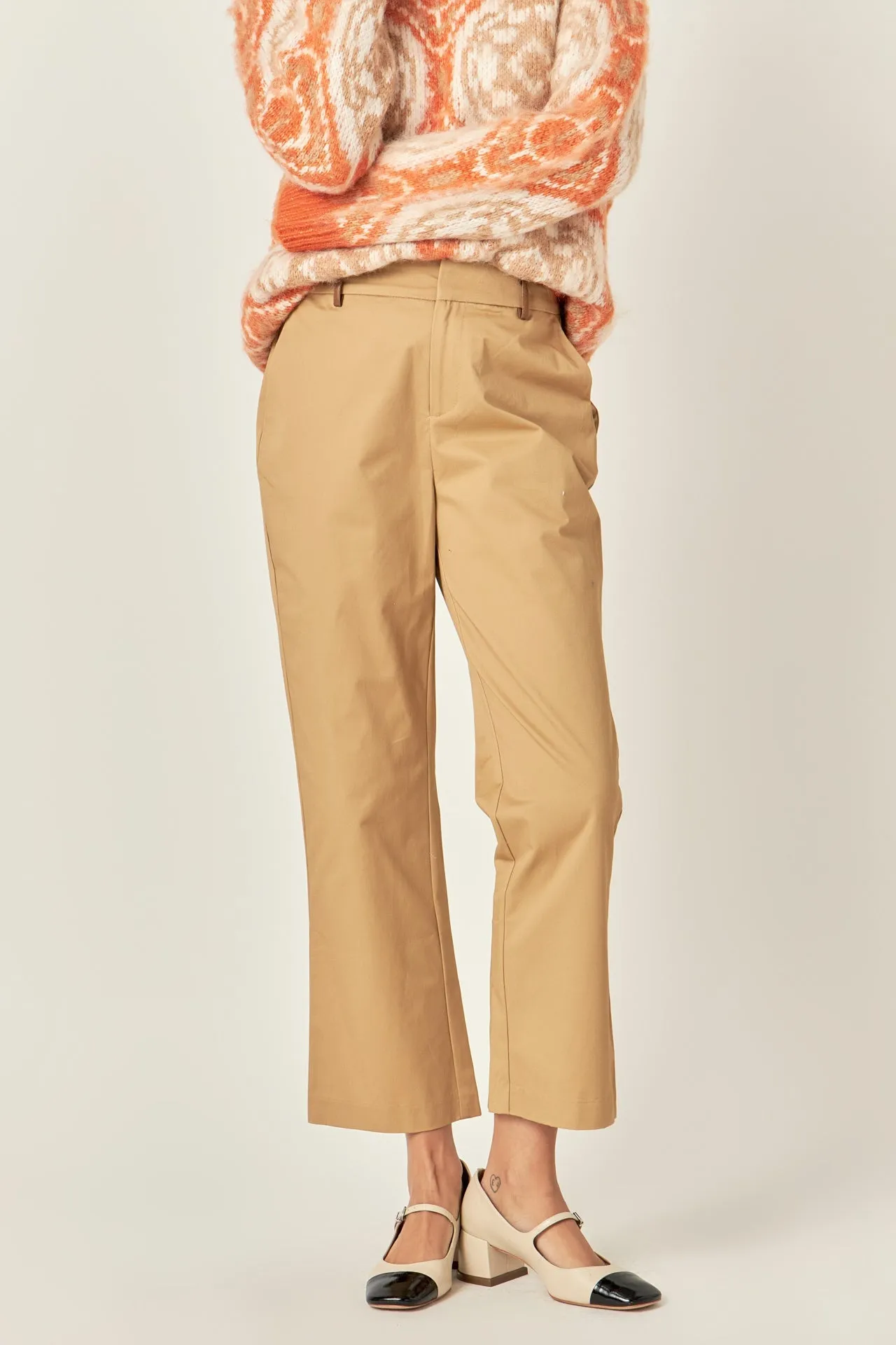 English Factory - Twill Cropped Flared Hem Pants