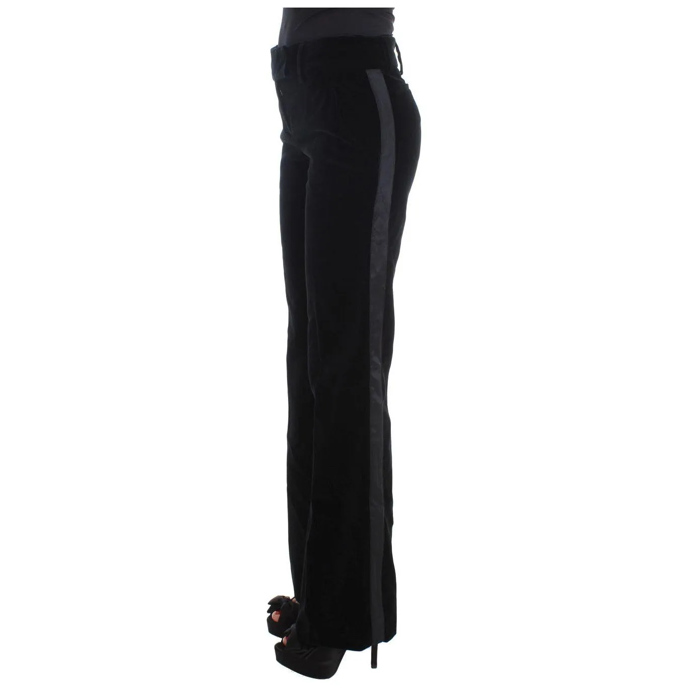 Ermanno Scervino Elegant Black Wide Leg Silk Blend Pants