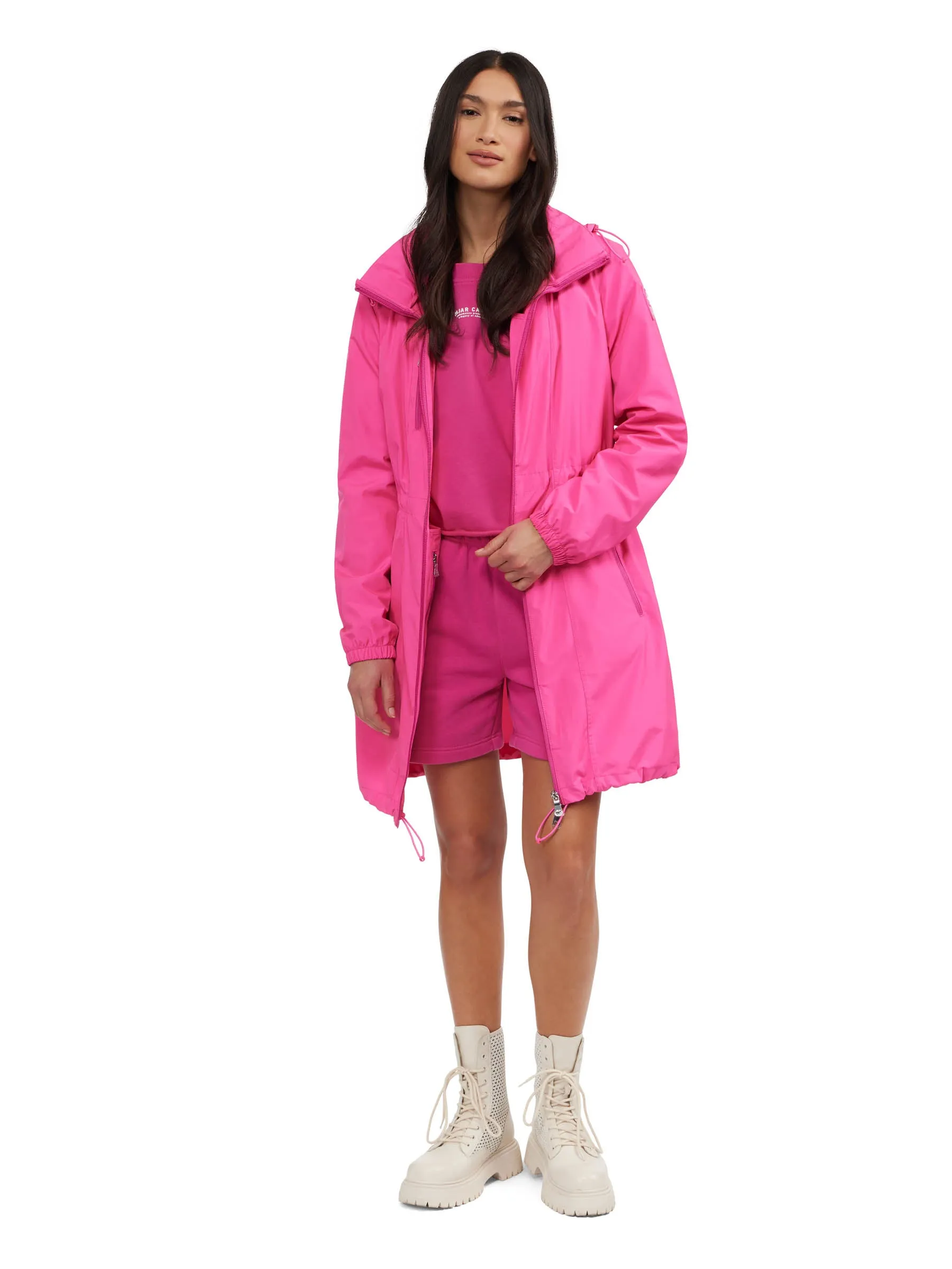 Esen Women's Long Packable Raincoat w/ Removable Hood