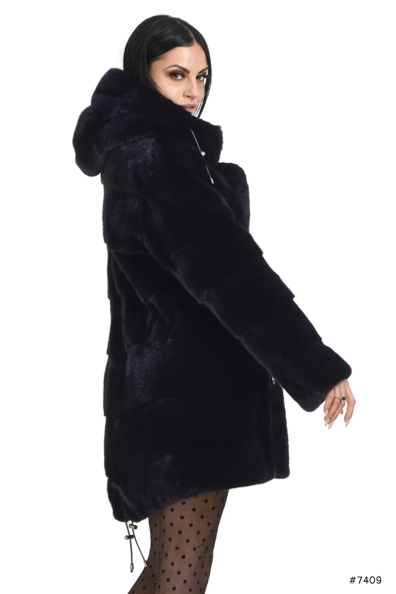 Exclusive hooded mink parka jacket