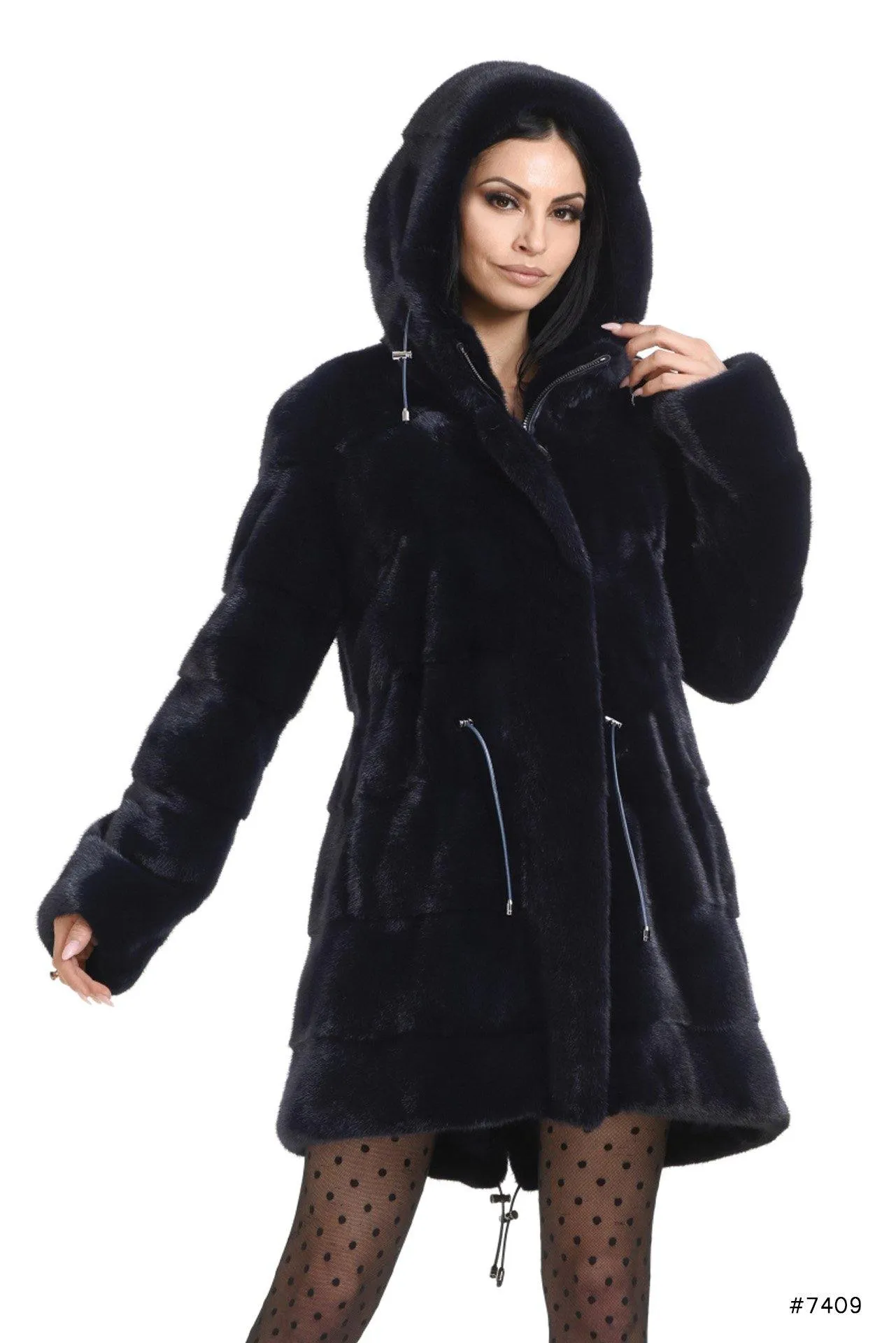 Exclusive hooded mink parka jacket