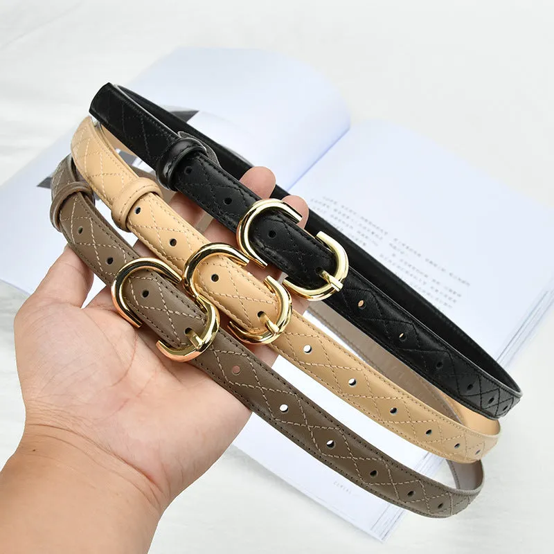 Fashionable Thin Diamond Plaid Belt Women's Korean-Style All-Matching Jeans Thin Pants Belt