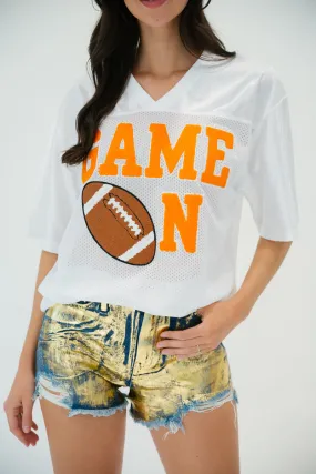 GAME ON JERSEY WITH ORANGE VARSITY