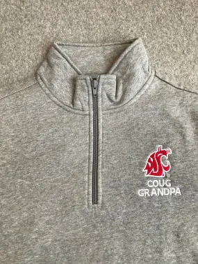 Gray 1/4 zip Coug Grandpa sweatshirt