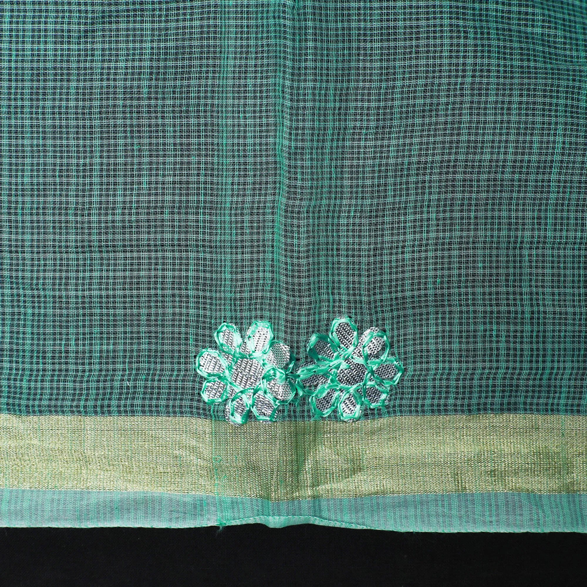 Green - 3pc Kota Doria Cotton Gota Patti Work Suit Material Set 09