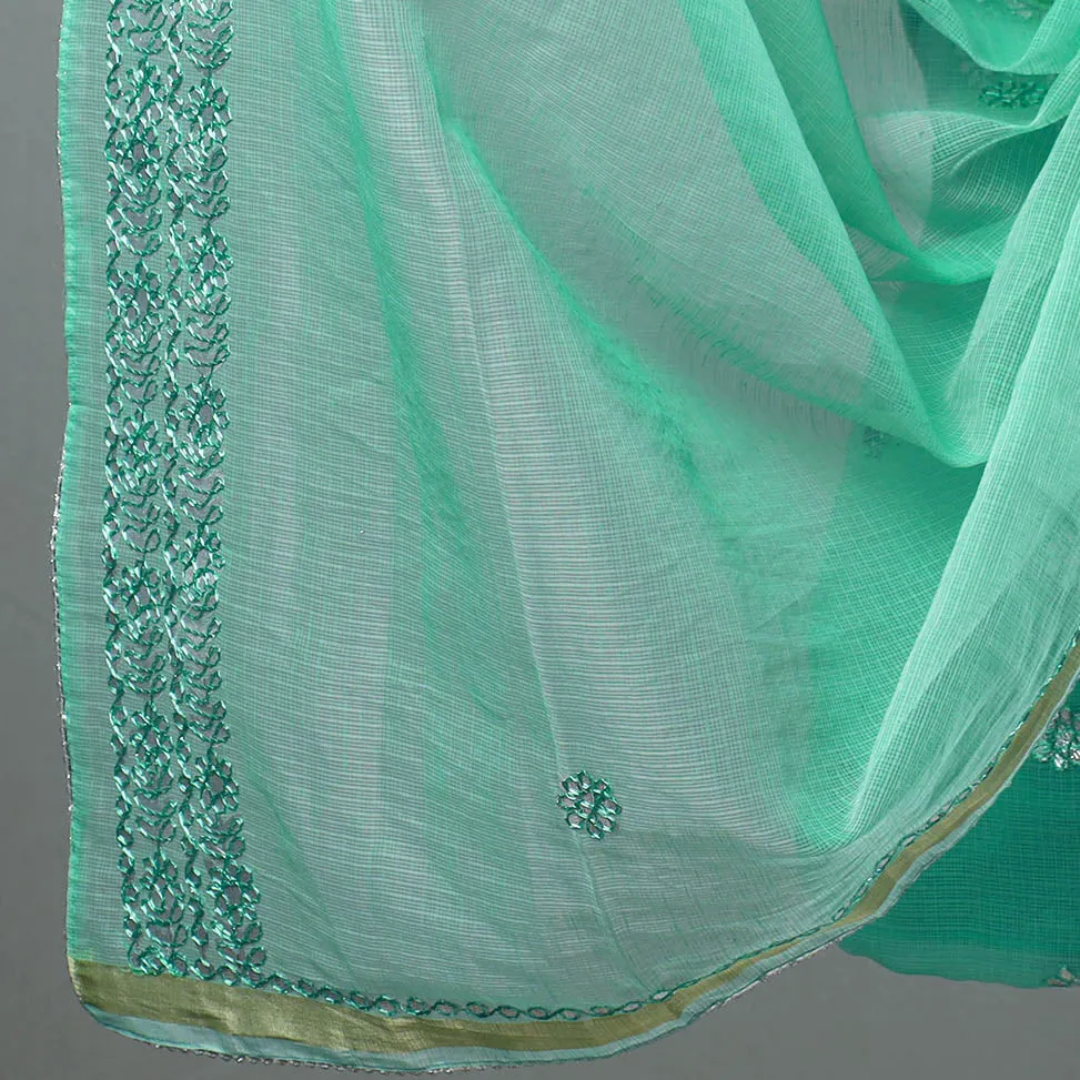 Green - 3pc Kota Doria Cotton Gota Patti Work Suit Material Set 09