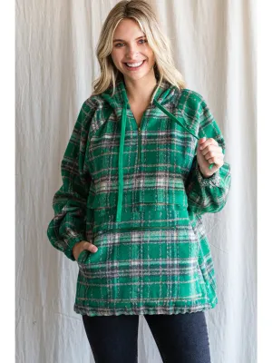 Green Plaid Tweed Pullover