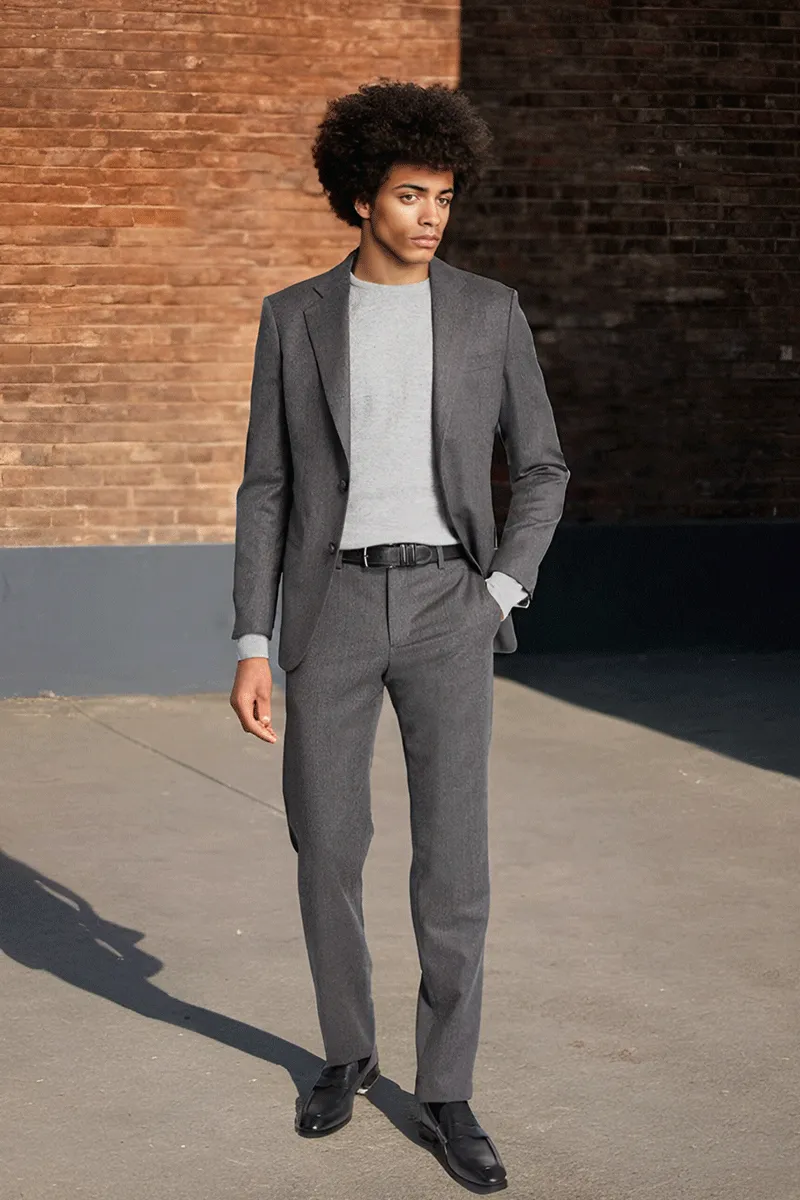 Grey Regular fit 2-Piece 2 Button Suit