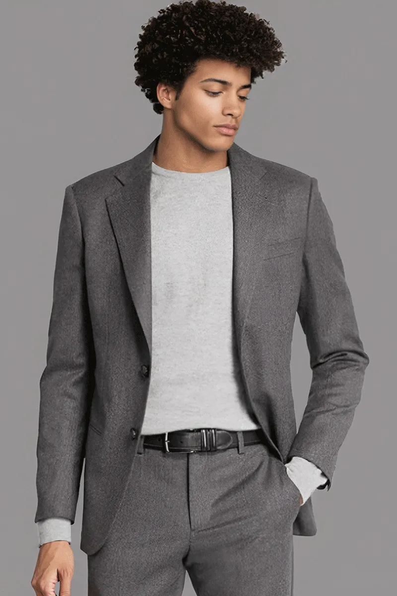 Grey Regular fit 2-Piece 2 Button Suit