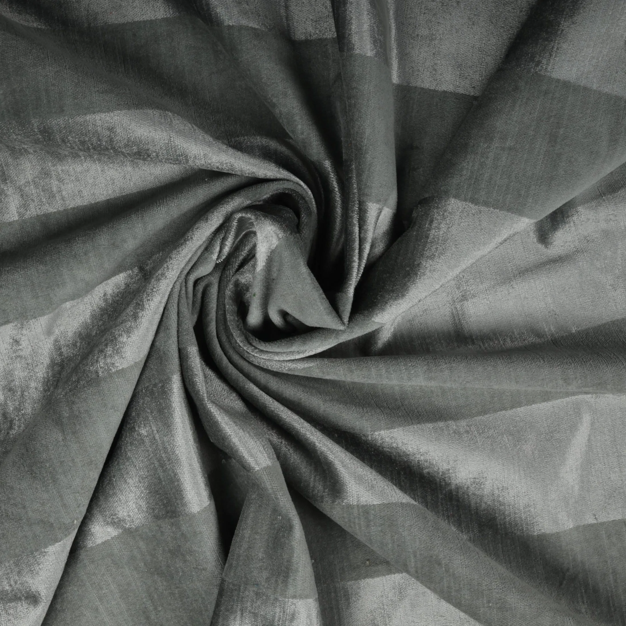 Grey Stripe Viscose Velvet Fabric