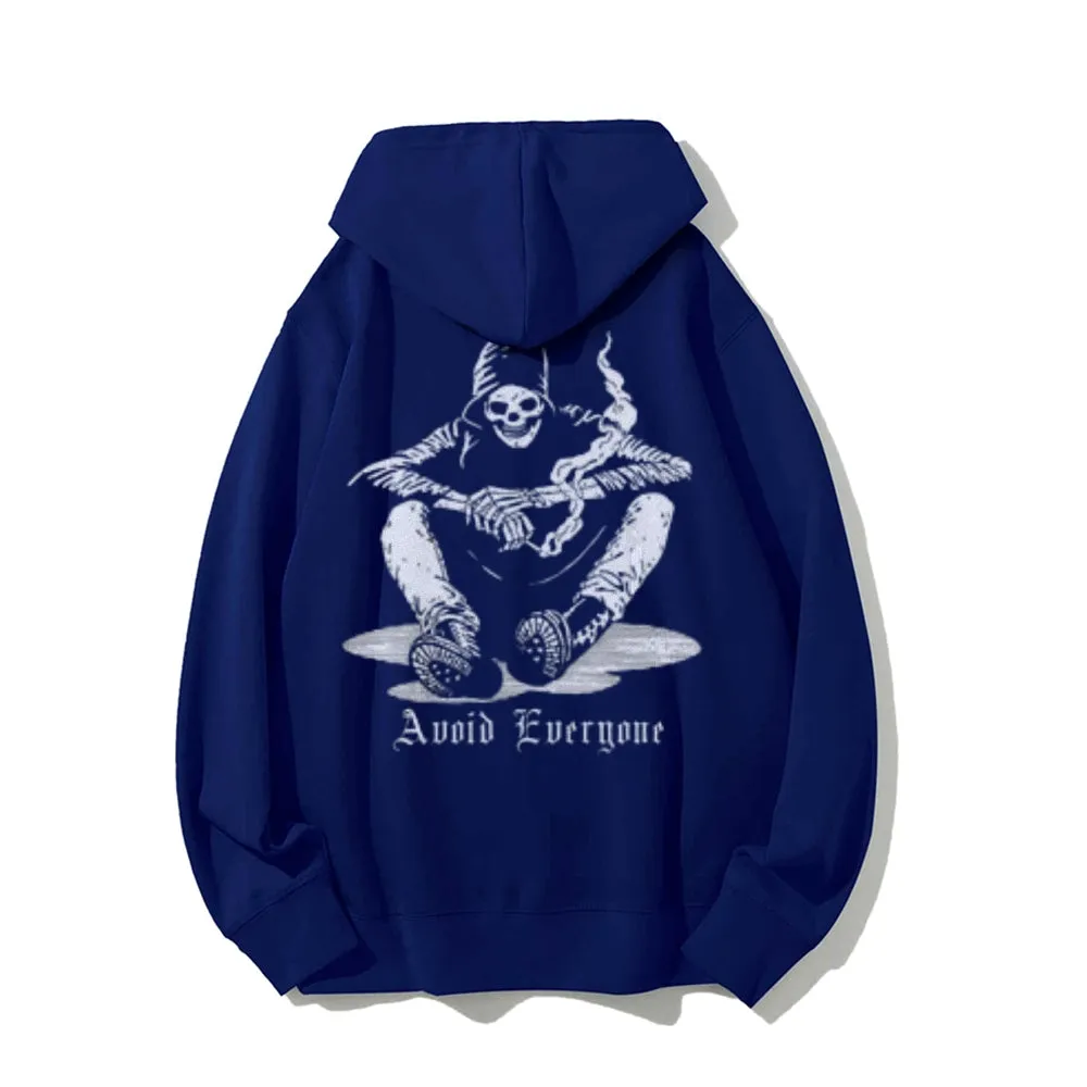 Grim Reaper Graphic Pullover With Kangaroo Pocket Hoodies