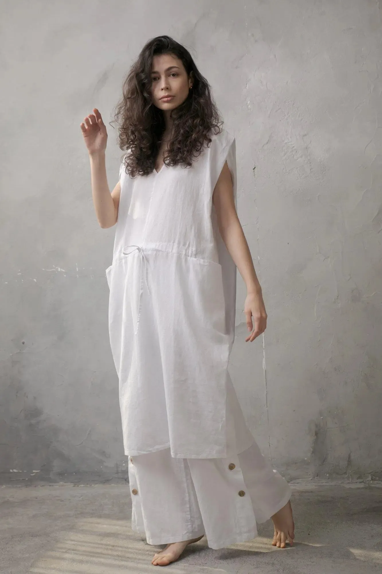 Hera Drawstring Dress White