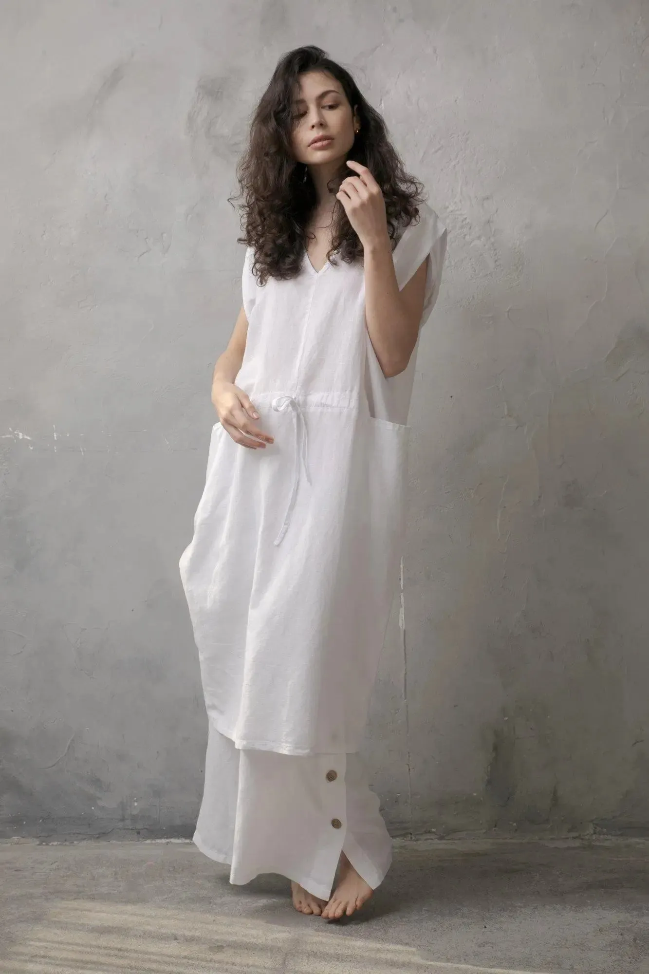 Hera Drawstring Dress White