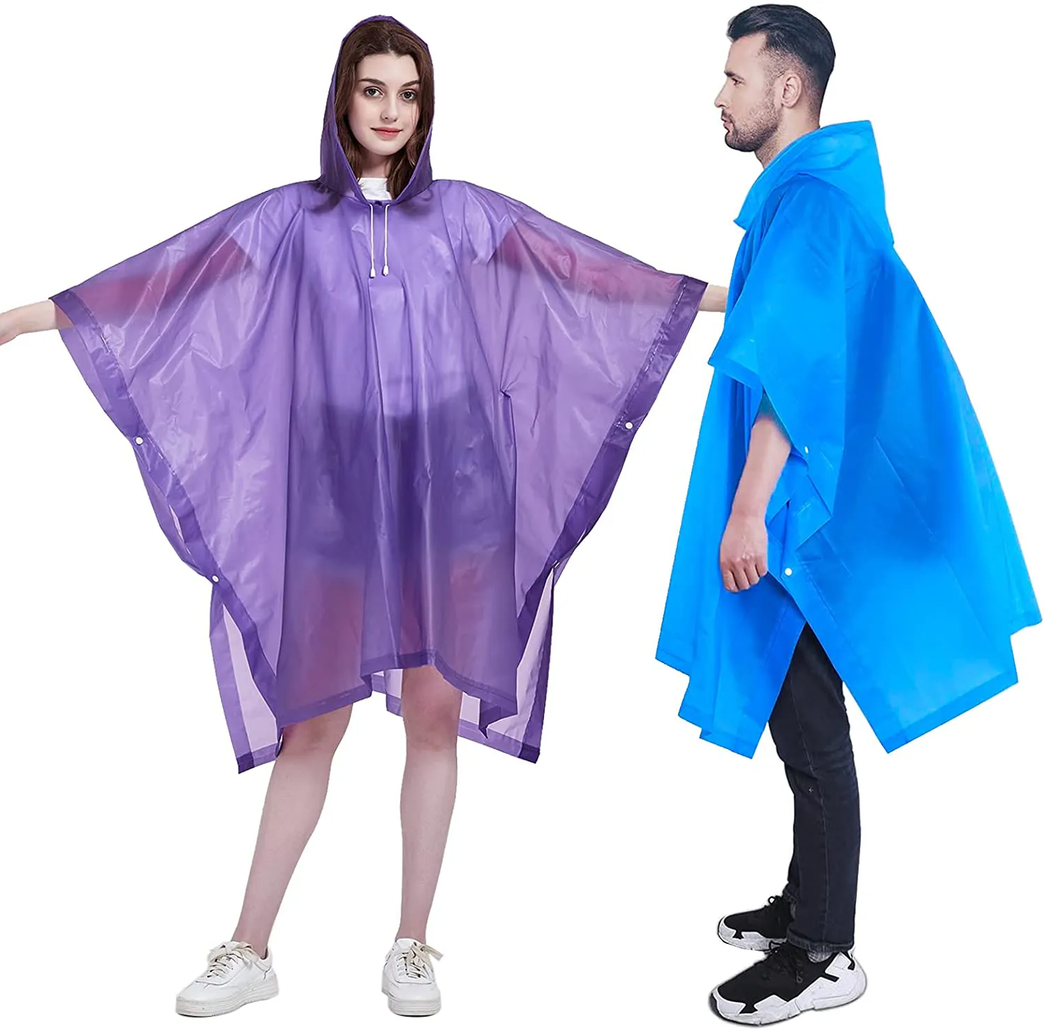 HLKZONE Rain Poncho, [Pack of 2] Portable EVA Raincoat with Hood Reusable Rain Coats Emergency Camping Survival Kits