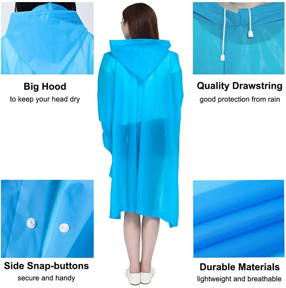 HLKZONE Rain Poncho, [Pack of 2] Portable EVA Raincoat with Hood Reusable Rain Coats Emergency Camping Survival Kits