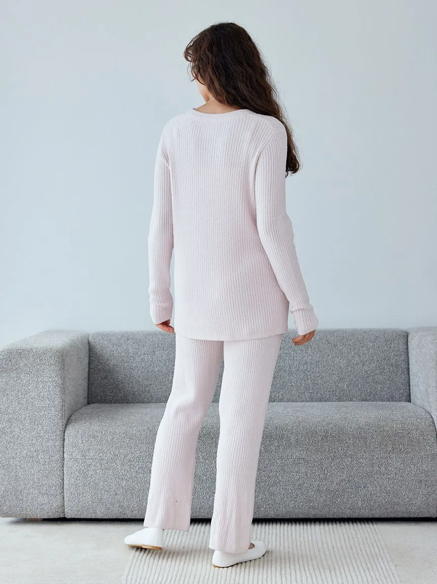 Hot Smoothie High-Waisted Ribbed Knit Lounge Pants