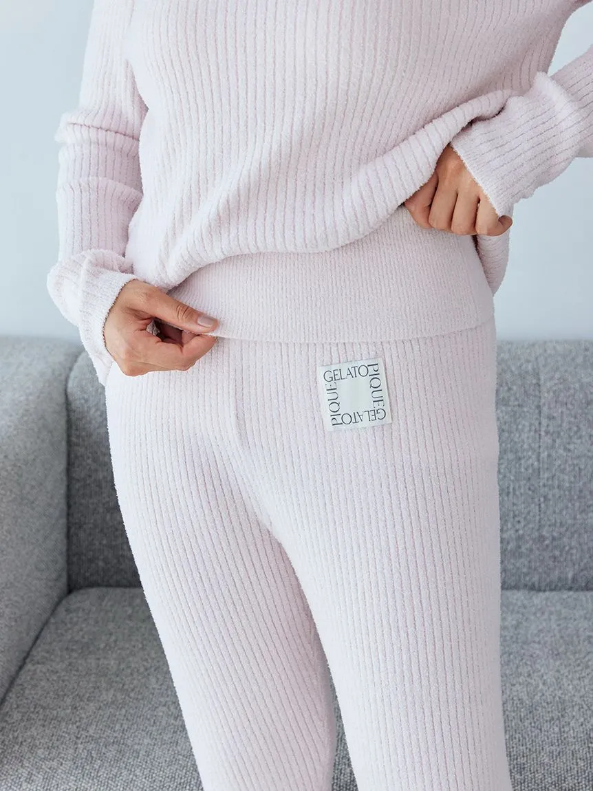 Hot Smoothie High-Waisted Ribbed Knit Lounge Pants