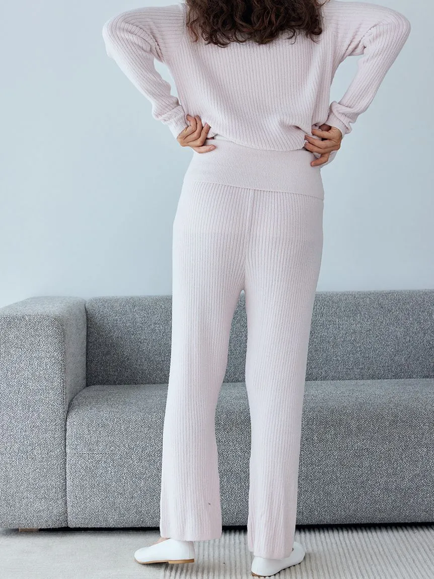 Hot Smoothie High-Waisted Ribbed Knit Lounge Pants