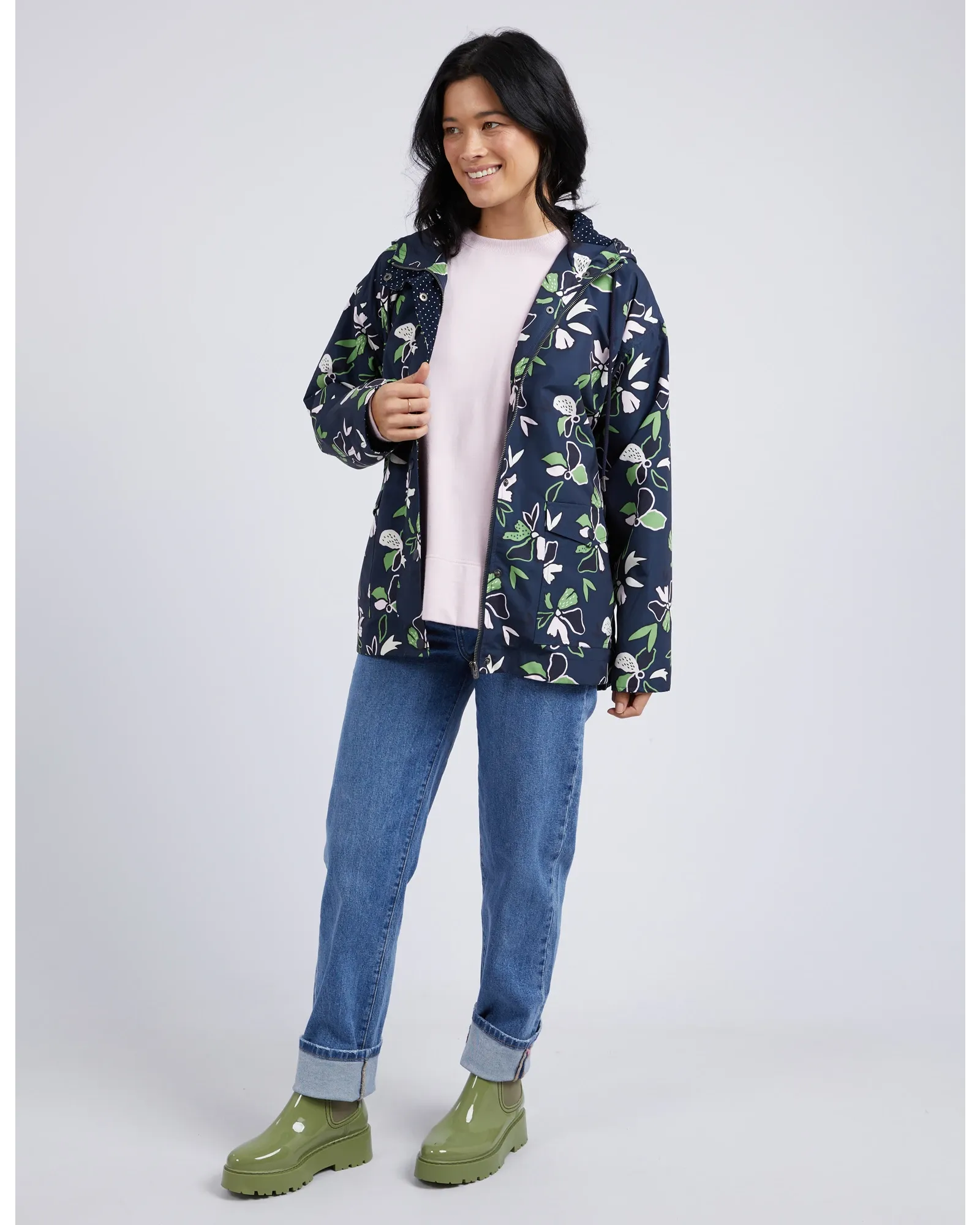 Idyll Floral Raincoat Navy