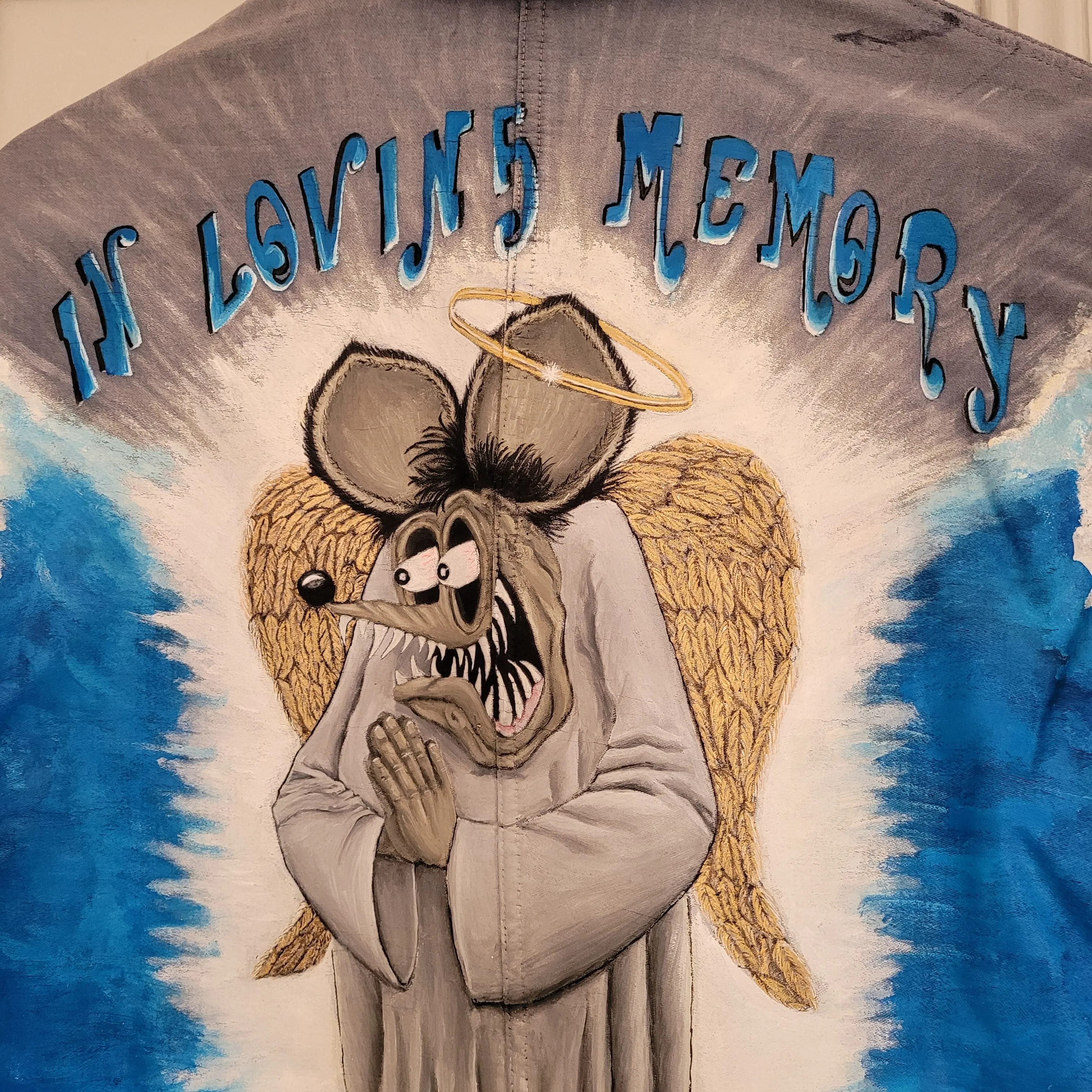 In loving memory of ED "Big Daddy" Roth handpainted french 50's moleskin jacket Rat Fink Angel