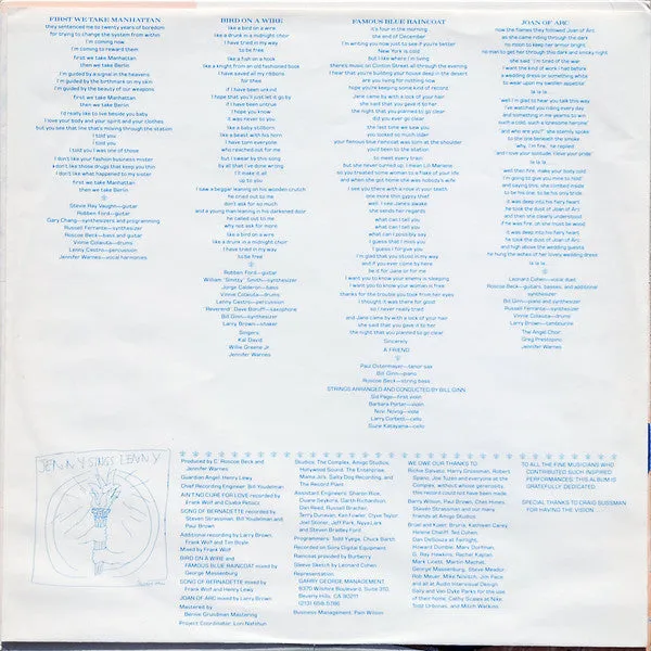 Jennifer Warnes - Famous Blue Raincoat (The Songs Of Leonard Cohen) (LP, Album, SRC) (NM or M-)