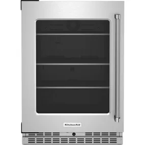 KitchenAid  24" Undercounter Refrigerator with Glass Door and Shelves with Metallic Accents (KURL314KSS)