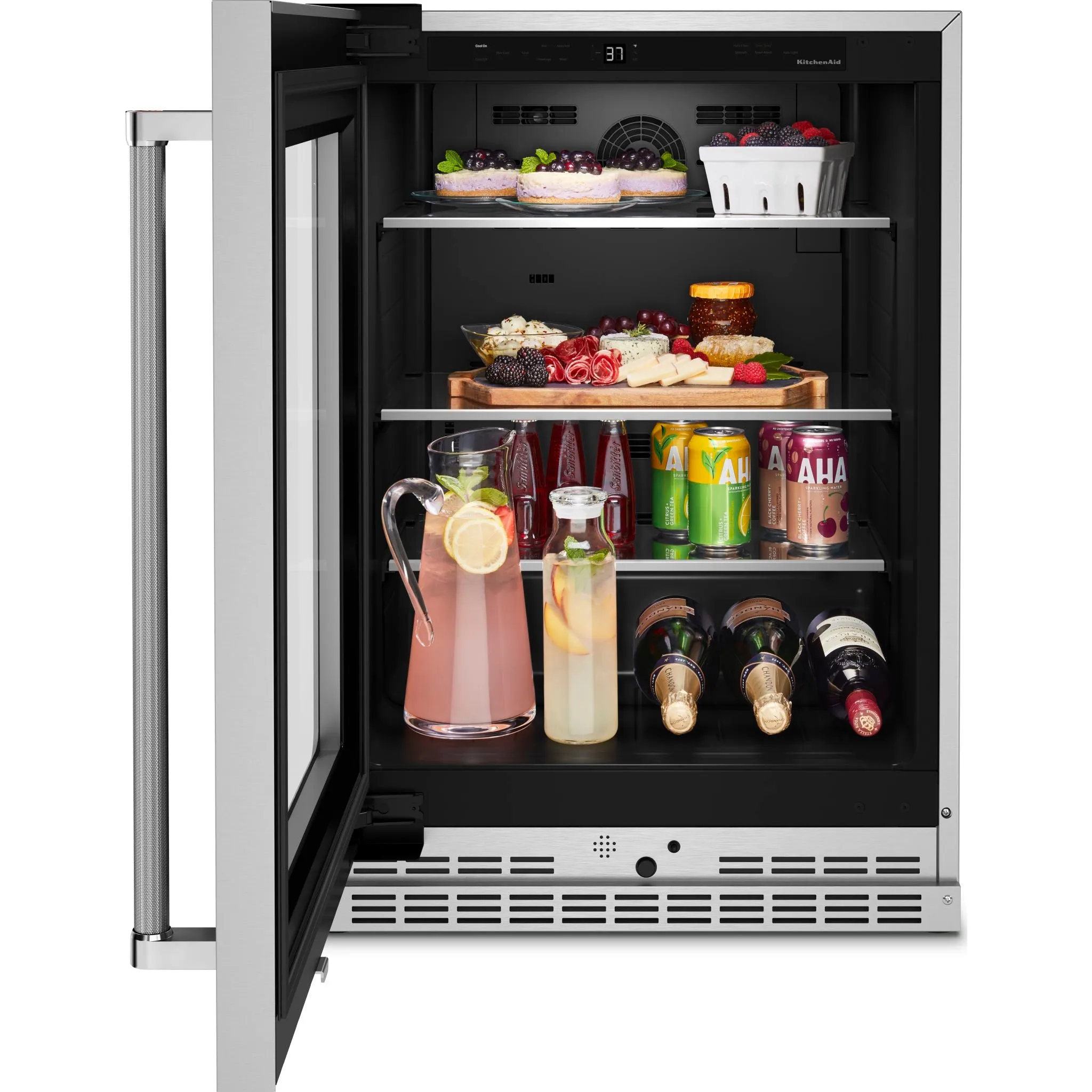 KitchenAid  24" Undercounter Refrigerator with Glass Door and Shelves with Metallic Accents (KURL314KSS)