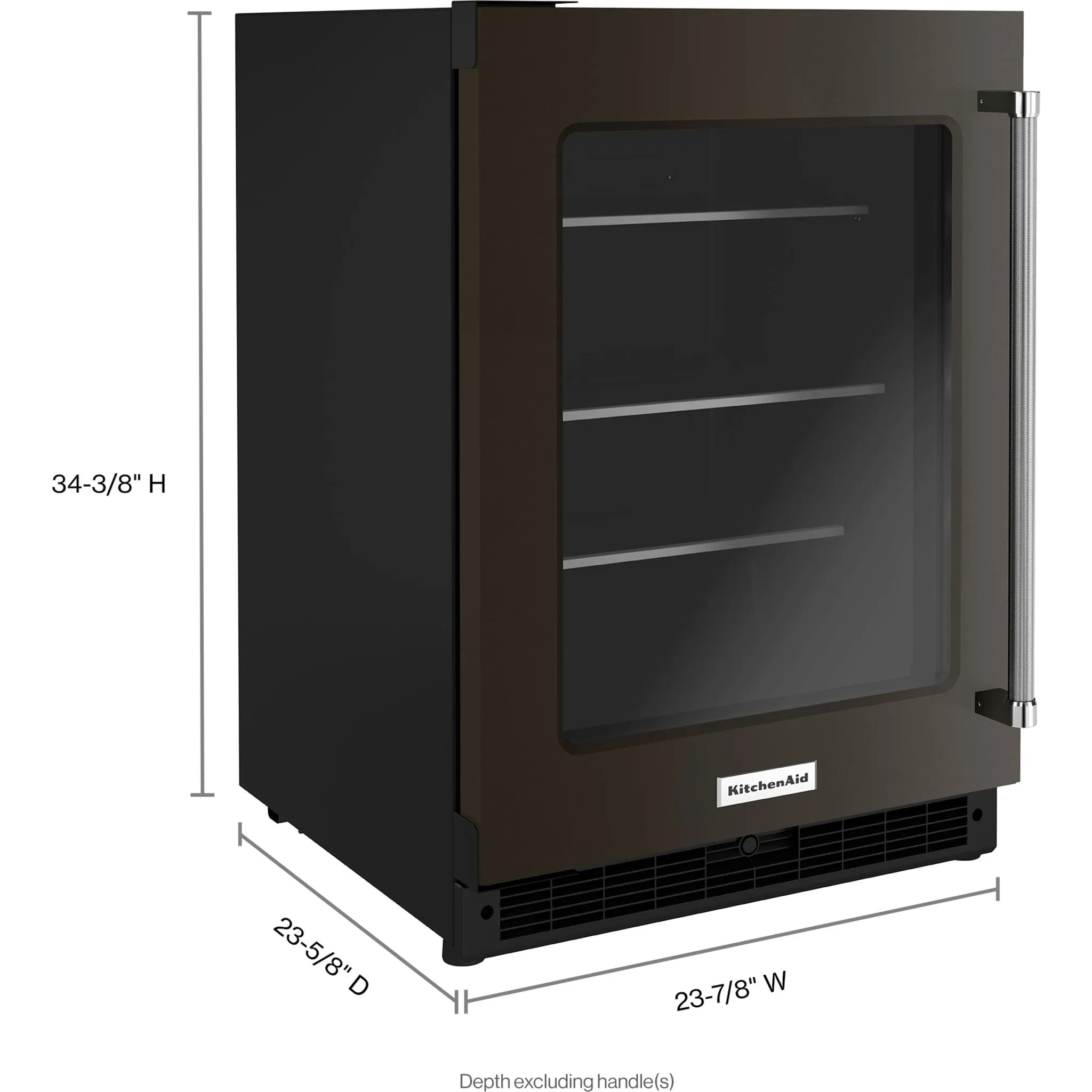 KitchenAid  24" Undercounter Refrigerator with Glass Door and Shelves with Metallic Accentsand with PrintShield Finish (KURL314KBS)