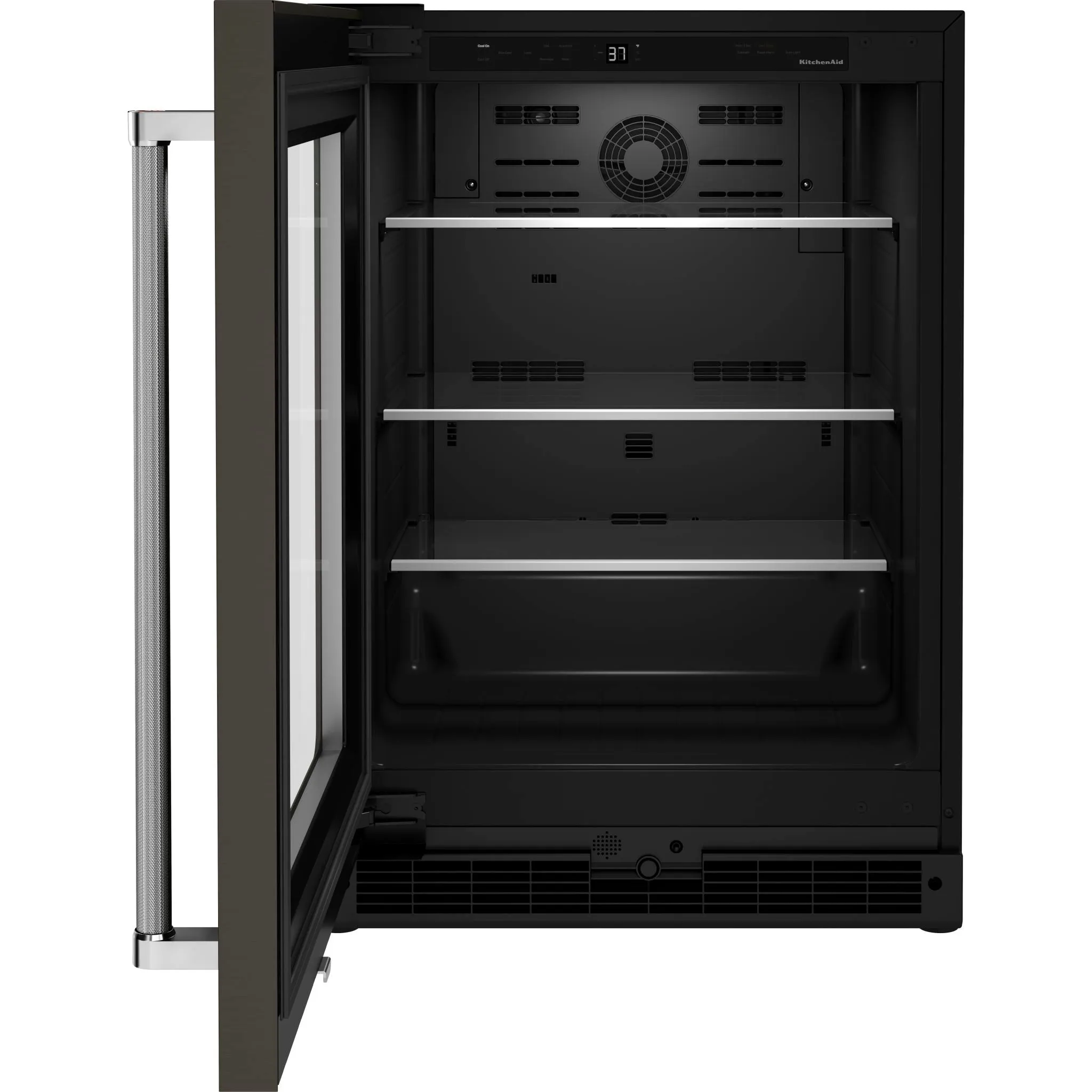 KitchenAid  24" Undercounter Refrigerator with Glass Door and Shelves with Metallic Accentsand with PrintShield Finish (KURL314KBS)