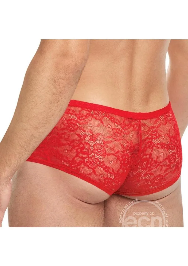 Lace King Lace Trunks Red