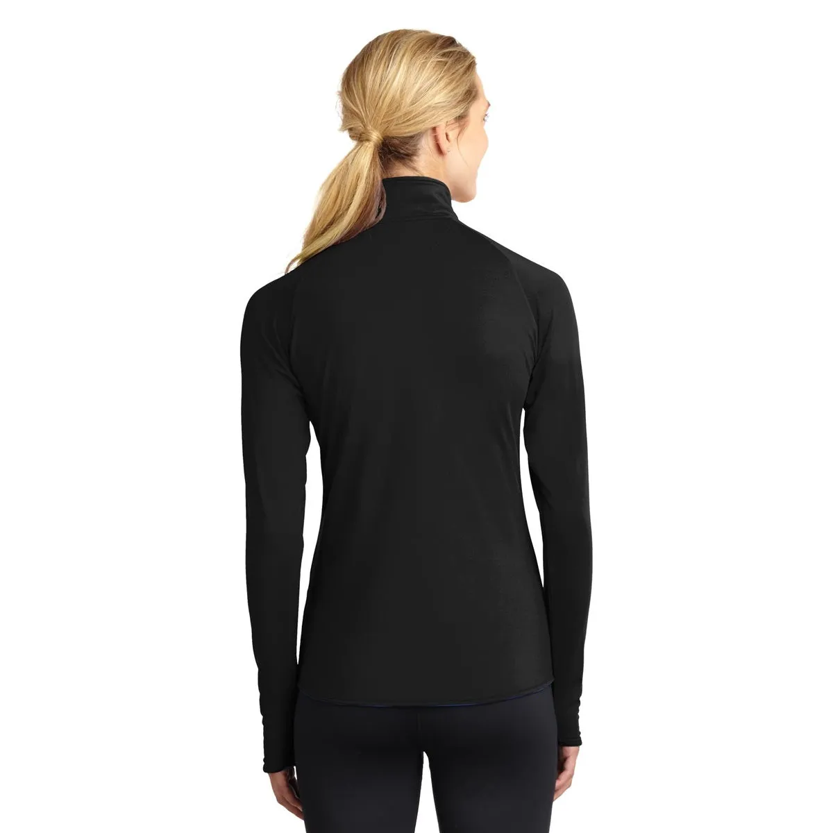 Ladies Black Embroidered 1/4 Zip