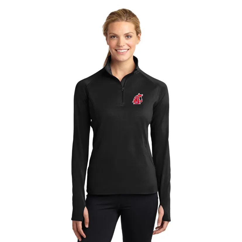 Ladies Black Embroidered 1/4 Zip