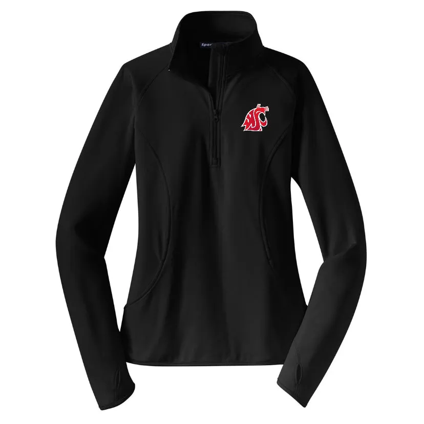 Ladies Black Embroidered 1/4 Zip