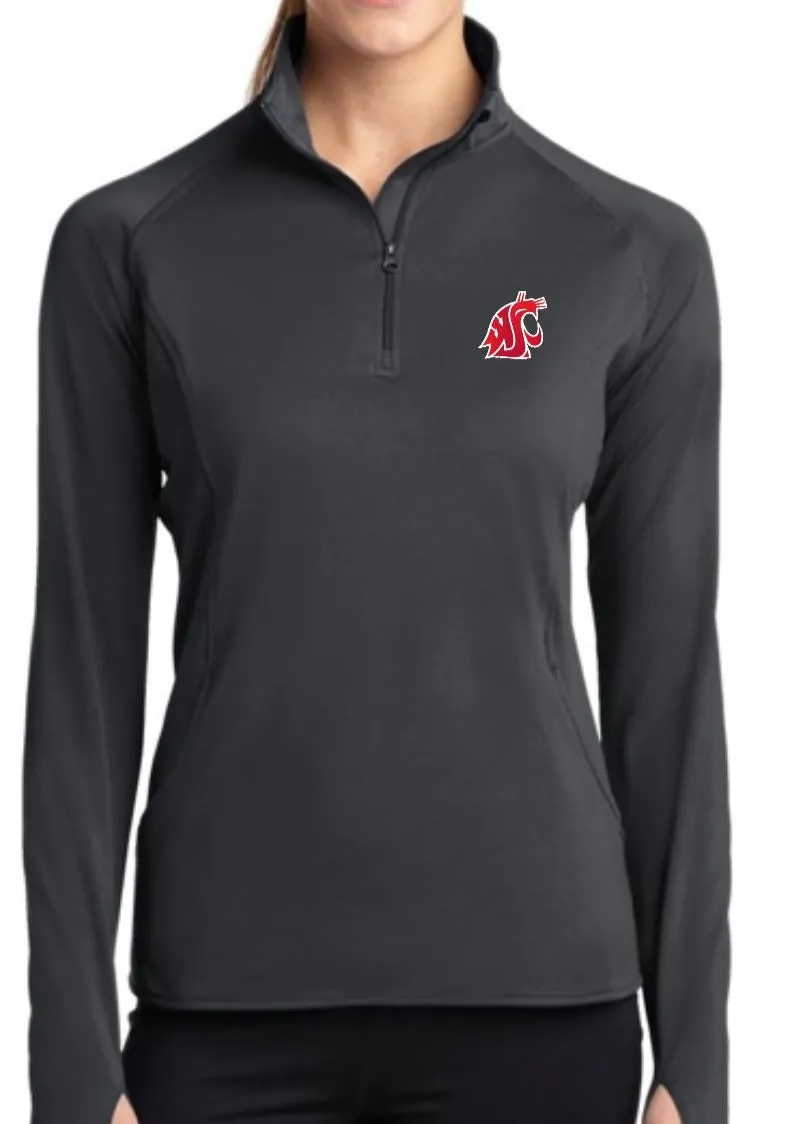 Ladies Grey Embroidered 1/4 Zip