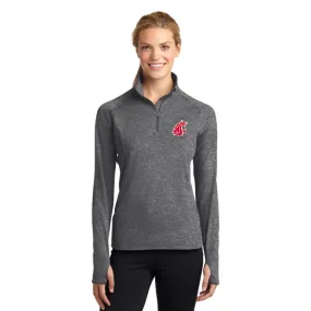 Ladies Heathered Gray Embroidered 1/4 Zip