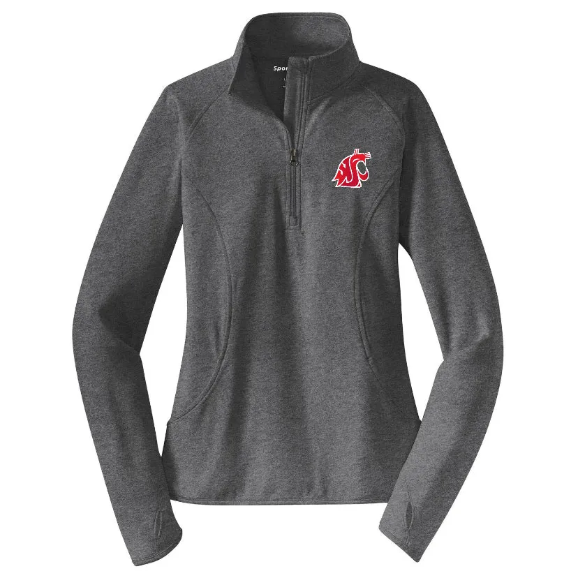 Ladies Heathered Gray Embroidered 1/4 Zip