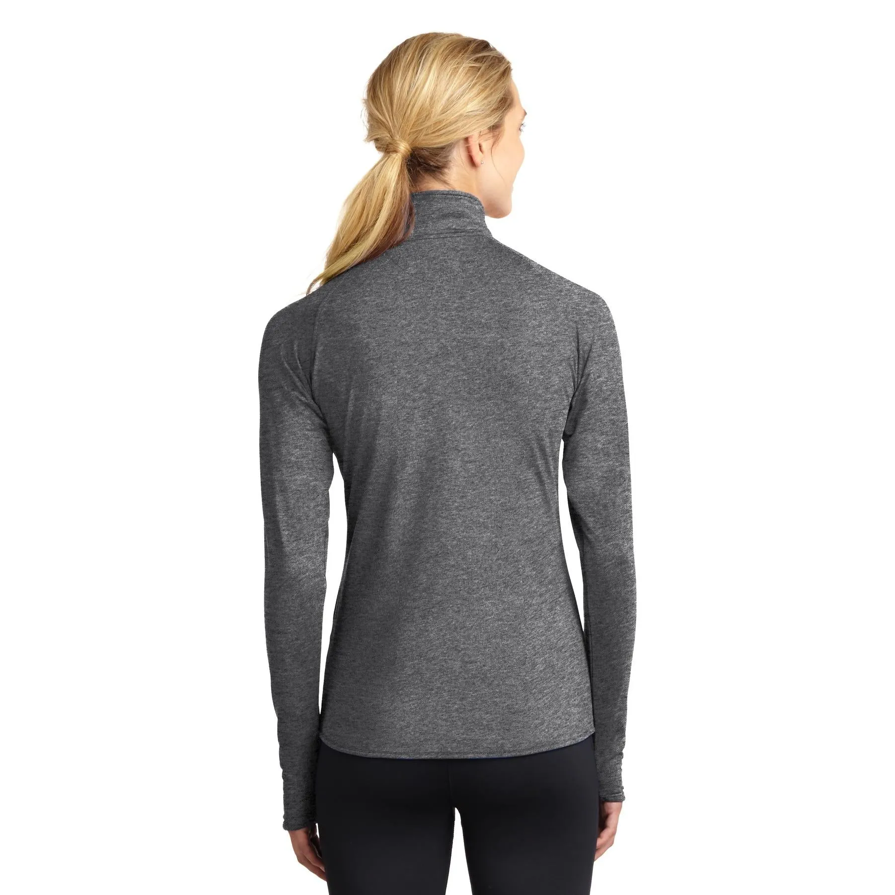 Ladies Heathered Gray Embroidered 1/4 Zip