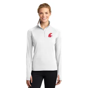 Ladies White Embroidered 1/4 Zip