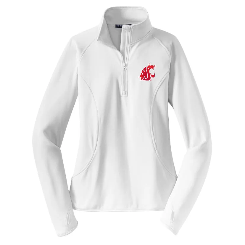 Ladies White Embroidered 1/4 Zip