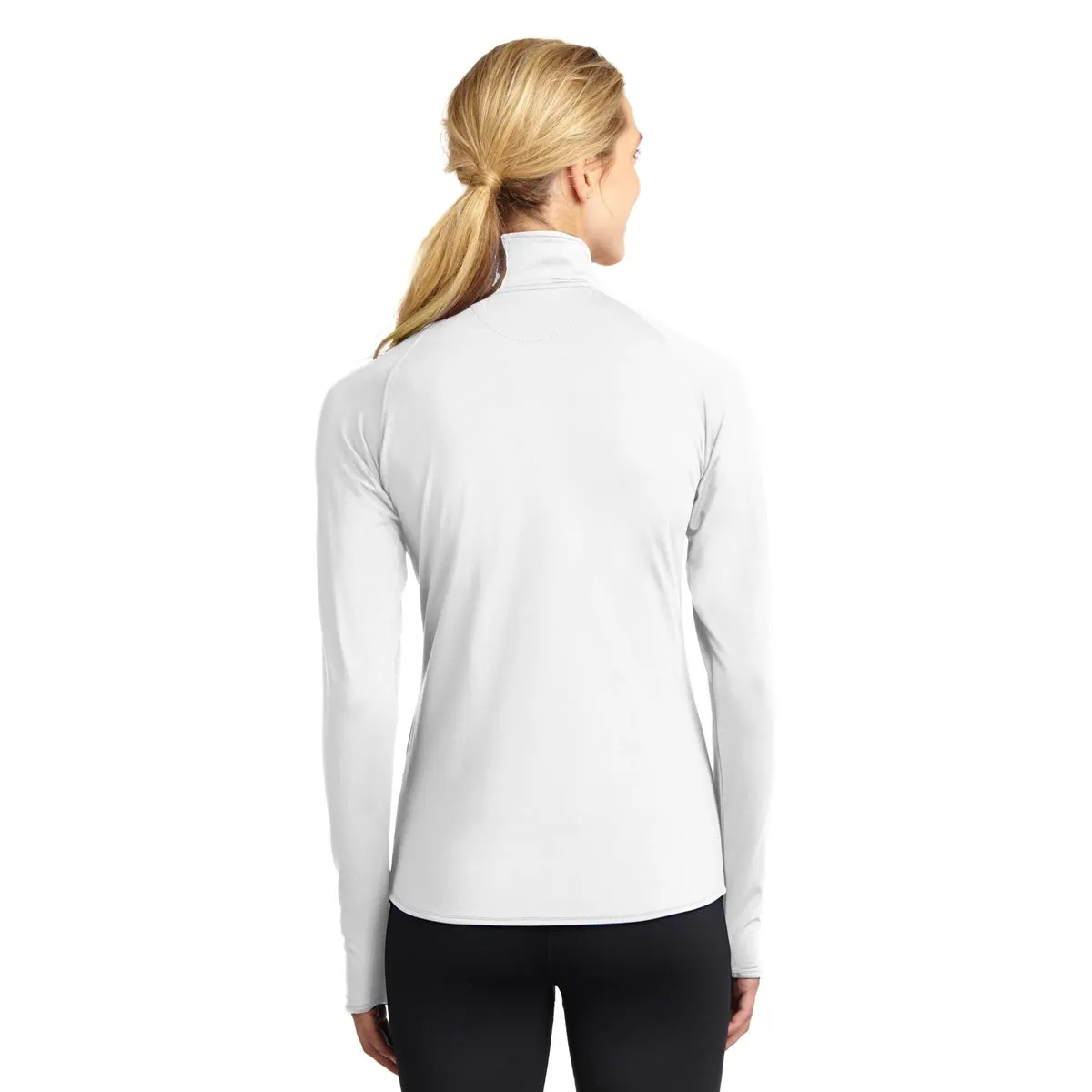 Ladies White Embroidered 1/4 Zip